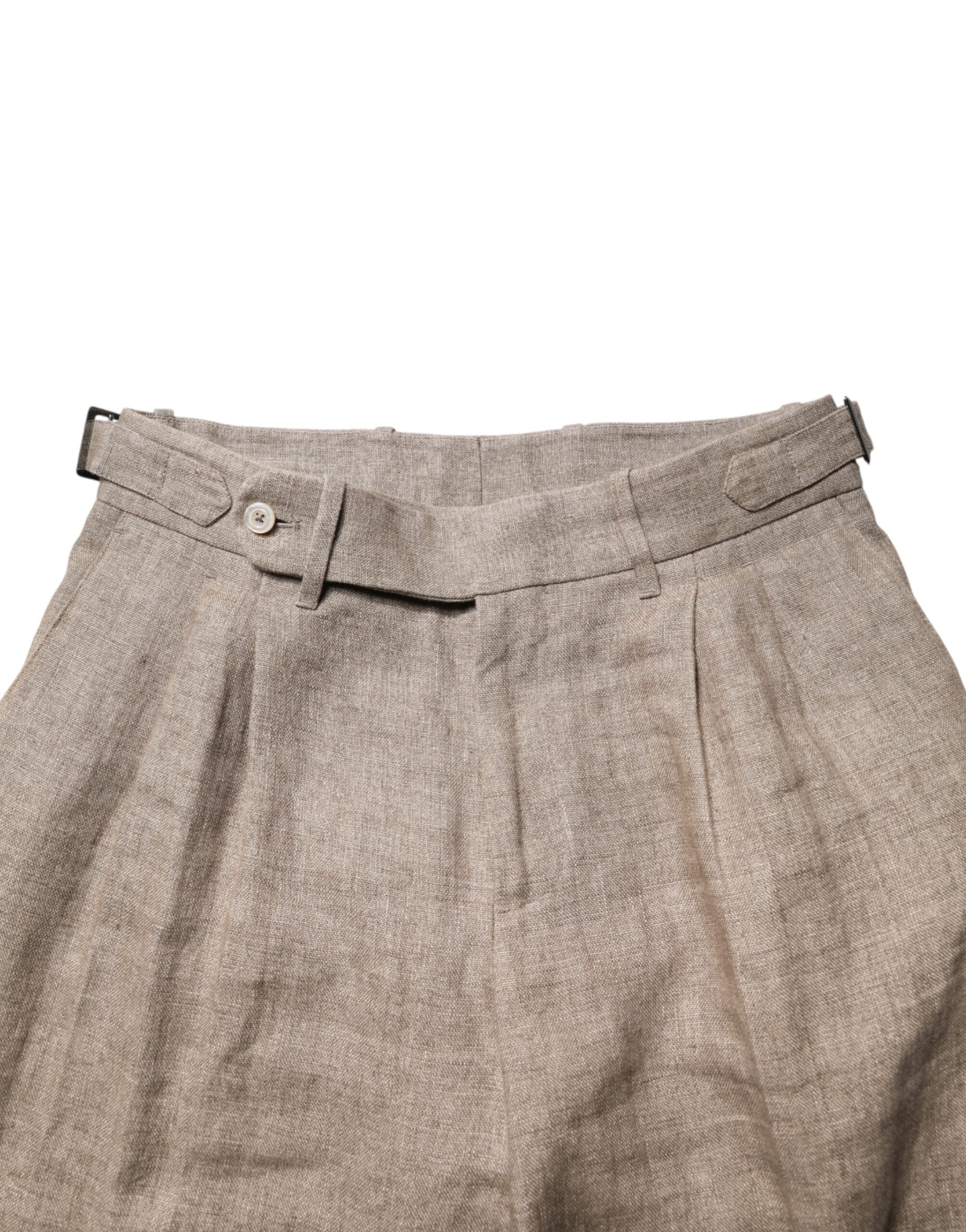 Dolce & Gabbana Beige Linen Double Breasted 2 Piece Men Suit