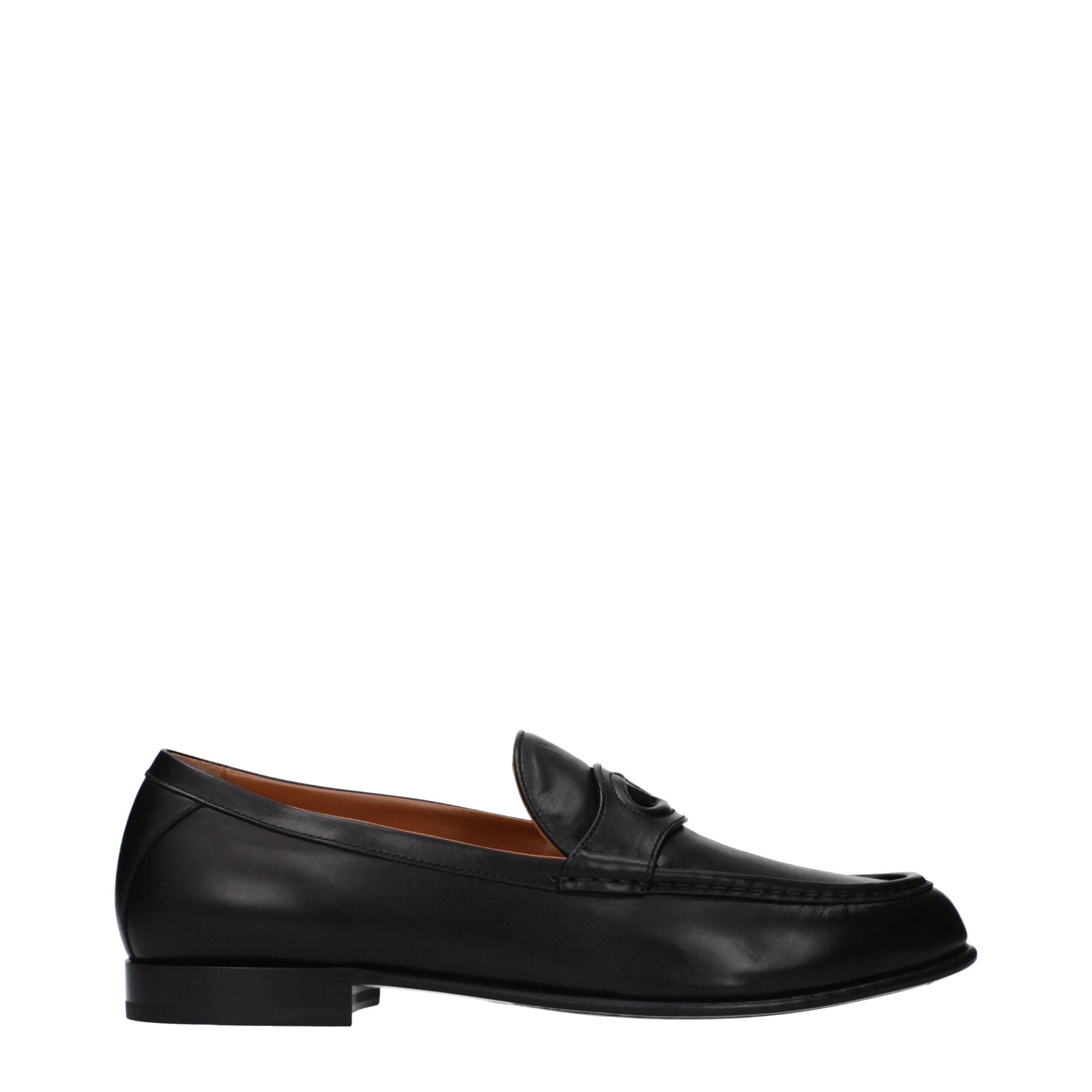 Valentino Garavani sorte slip-on loafers i læder