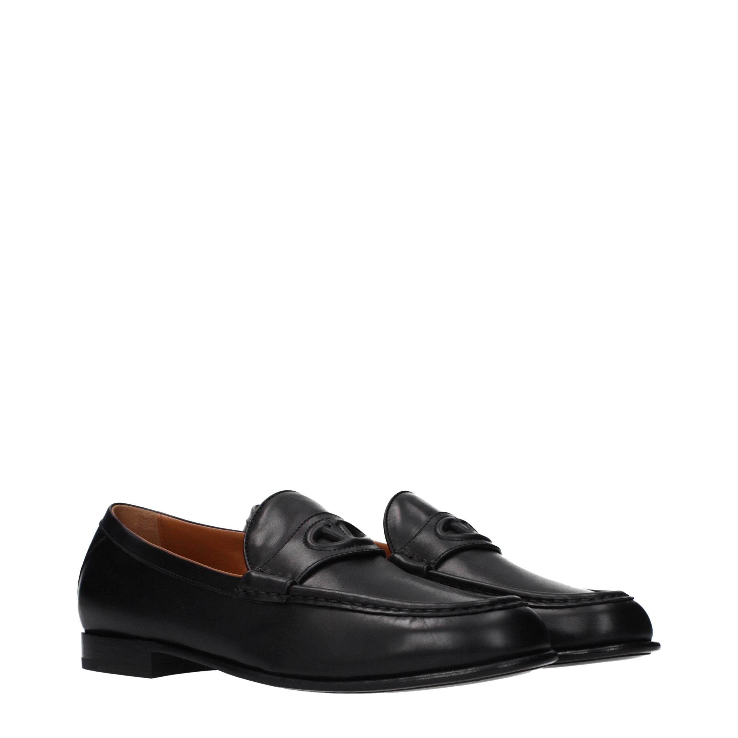 Valentino Garavani sorte slip-on loafers i læder