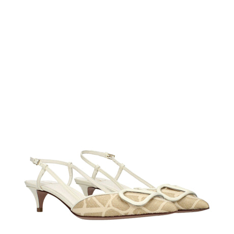 Valentino Garavani Beige Raffia Strap-On sandaler