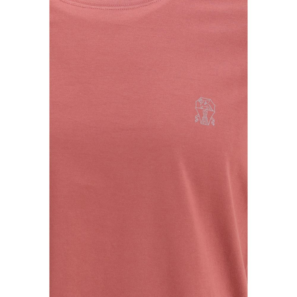 Brunello Cucinelli rød bomulds-T-shirt med lange ærmer