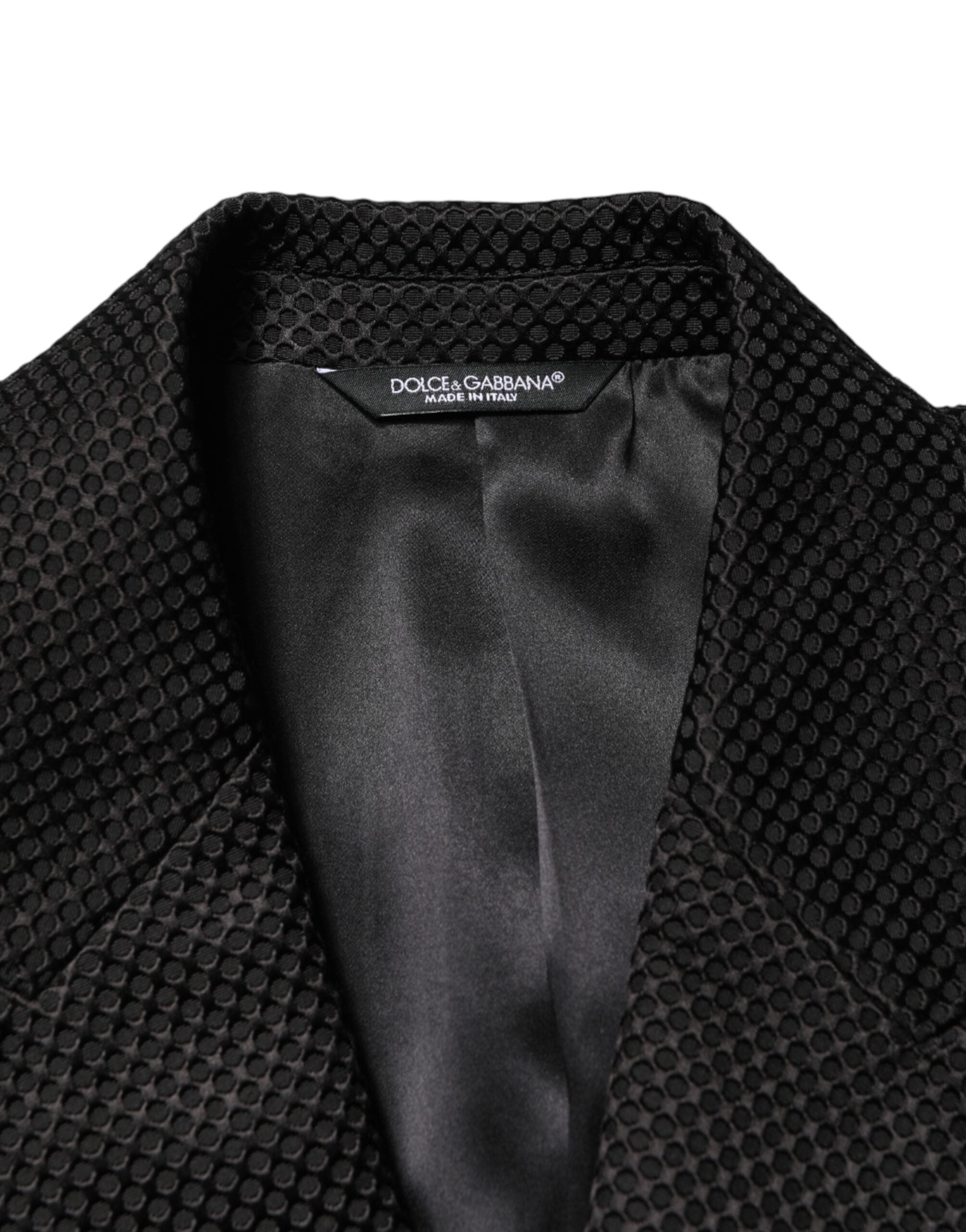 Dolce & Gabbana Black Cotton Double Breasted 2 Button Blazer