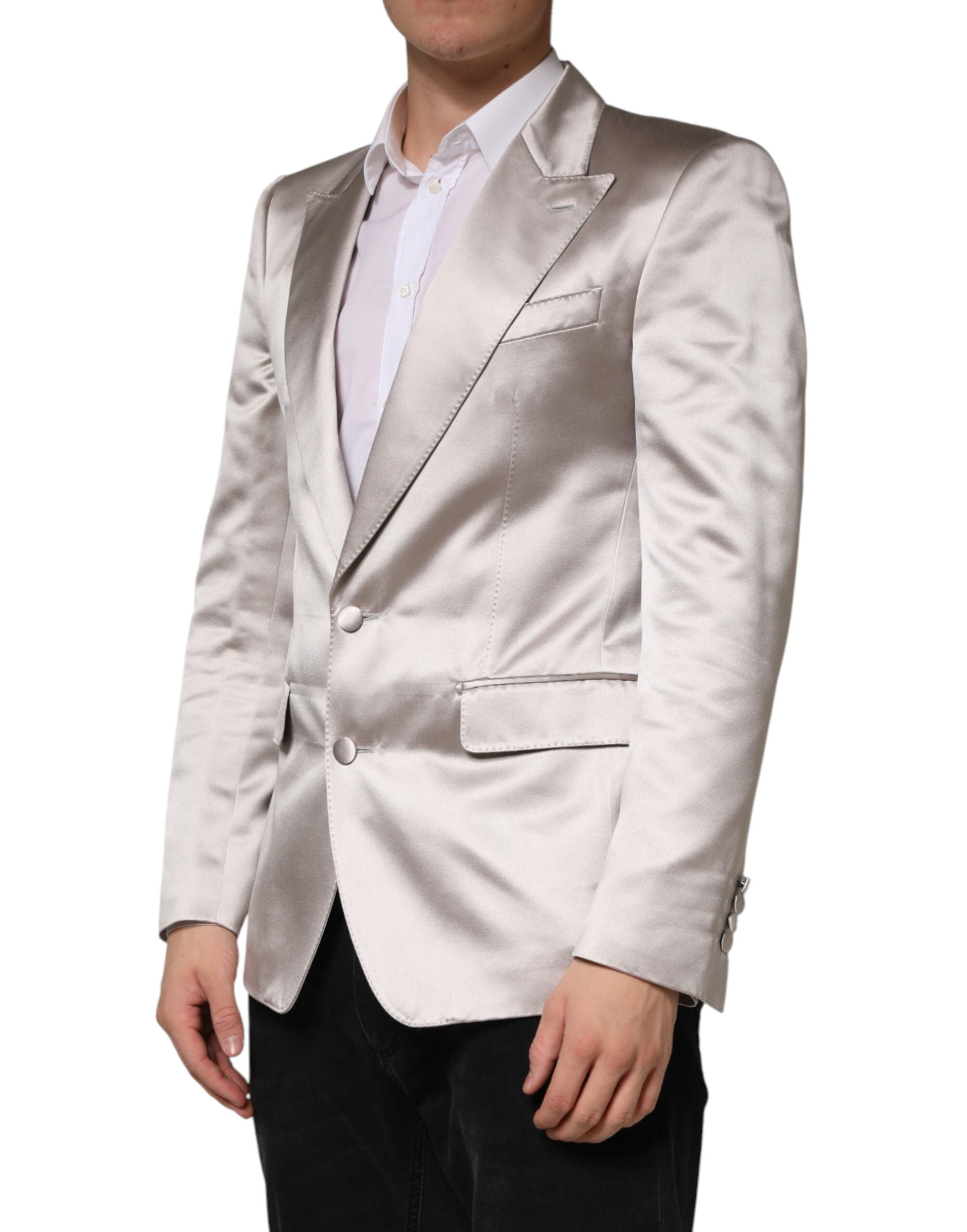 Dolce & Gabbana Silver SICILIA Single Breasted Jacket Blazer