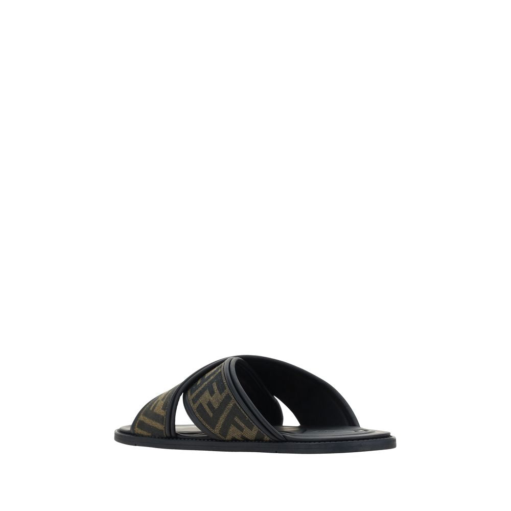 Fendi Black Rubber Flat Sandals