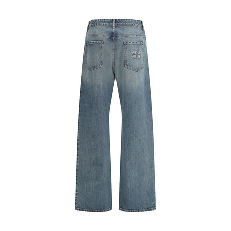Miu Miu Blå Bomuld Jeans med Lige Ben