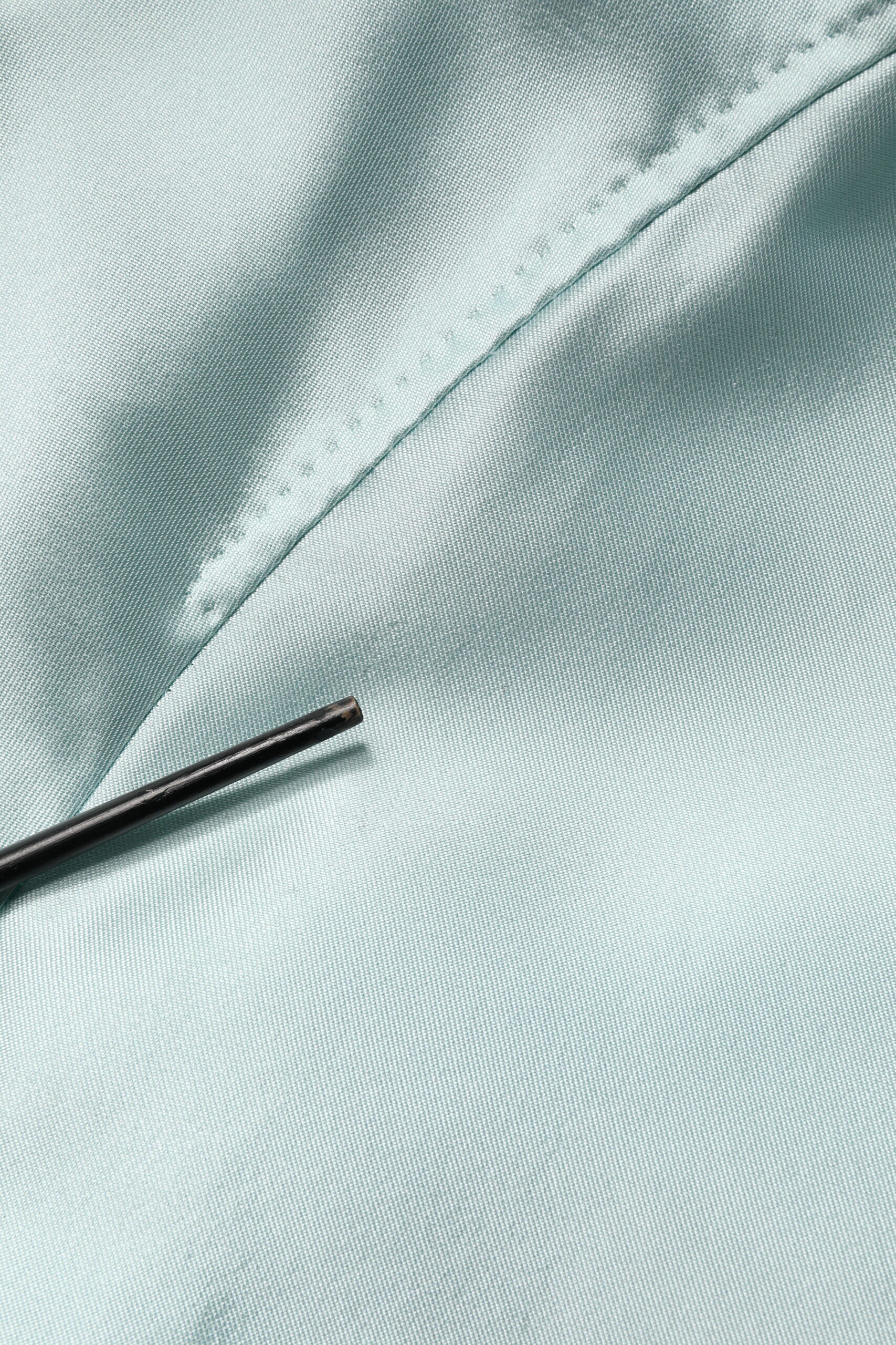 Dolce & Gabbana Teal Satin Collared Long Trench Coat Jacket