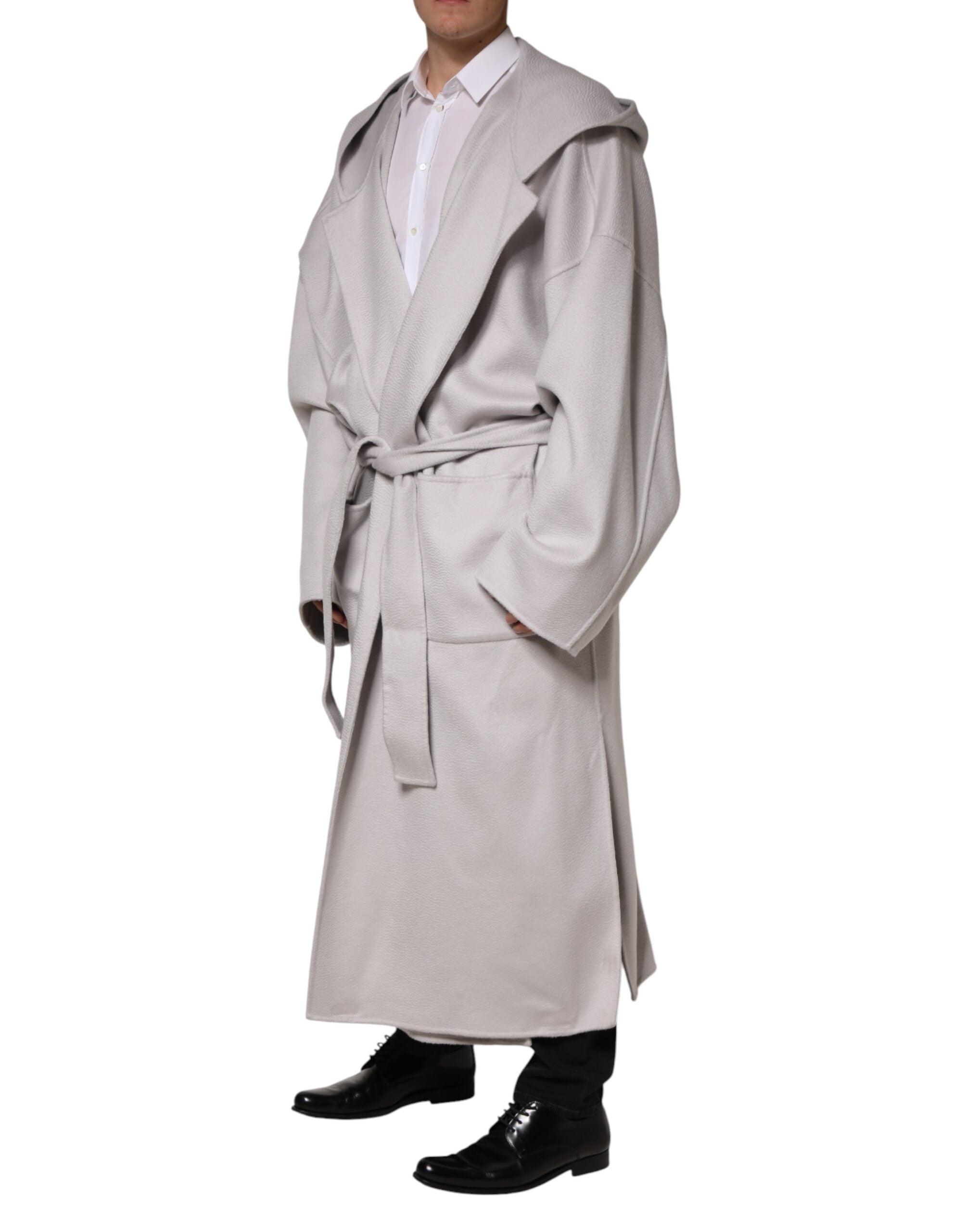 Dolce & Gabbana Off White Belted Long Trench Coat Men Jacket