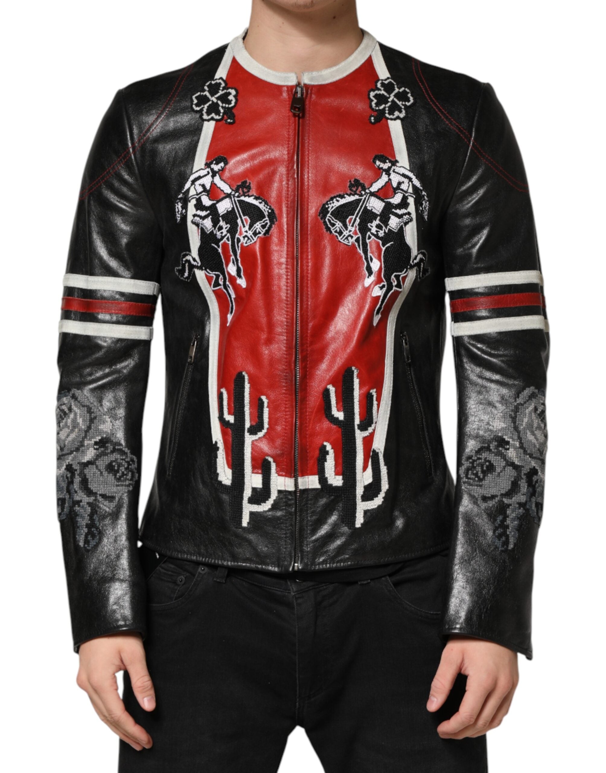 Dolce & Gabbana Multicolor Guns n' Roses Full Zip Men Biker Jacket