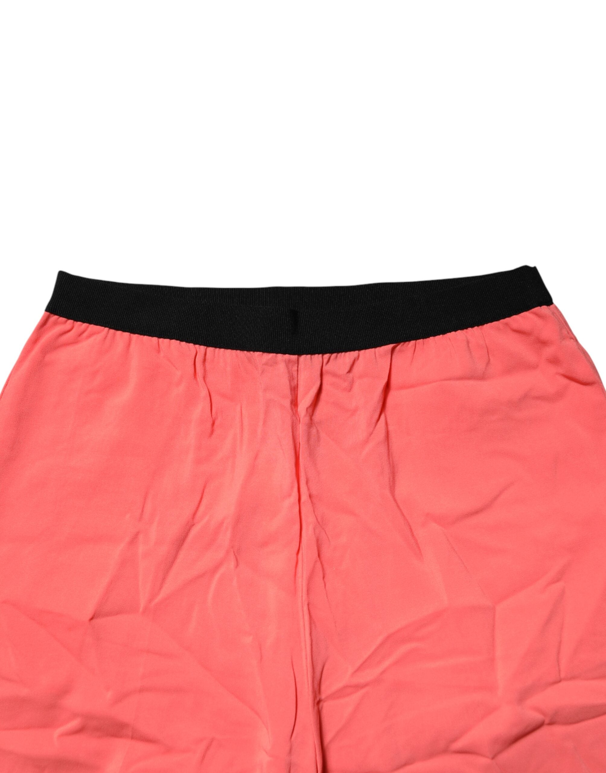 Jucca Neon Pink High Waist Straight Wide Leg Trouser Pants