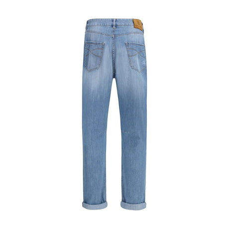 Brunello Cucinelli Lyseblå Bomulds Relaxed Fit Jeans