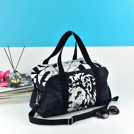 Travel Bag White Lion – Black, Lightweight & Spacious, Made in Europe by Garbanota - Hilstor