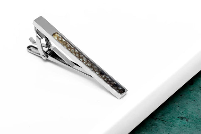 Fish Leather Tie Clip – Leather with Black Dots, Handcrafted Brown Trout Skin, Made in Europe by Eherüs - Hilstor