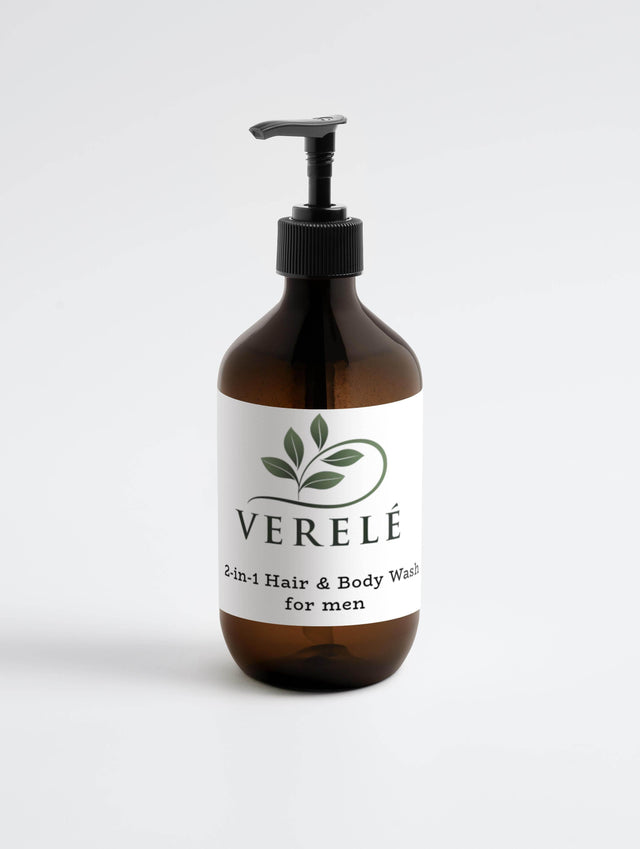 2-in-1 Hair & Body Wash for Men with Organic Wheat Protein & Betaine – Cleanses & Adds Volume – COSMOS NATURAL Certified, Made in Europe by Verelé, 490 ml / 16.57 fl oz - Hilstor