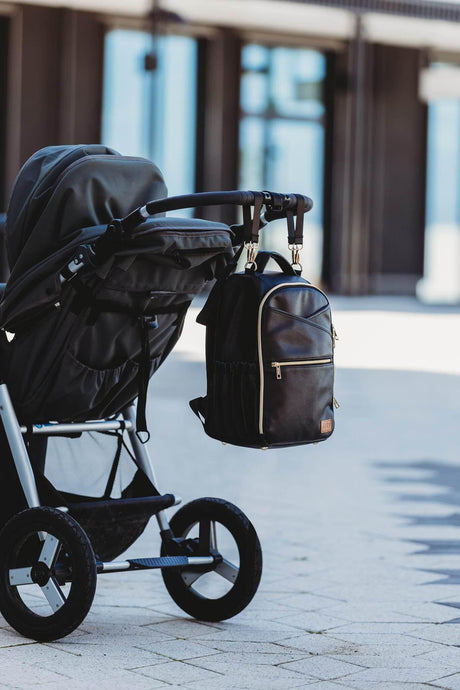 Small Diaper Backpack – Espresso, Stylish & Vegan Leather, Made in Europe | Lightweight & Airline-Friendly - Hilstor