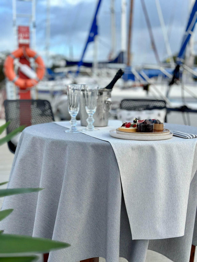 Table Runner, Recycled Fabric – Nord 3, Made in Europe, Nordic Design with Blue Stripes, Available in Multiple Sizes - Hilstor