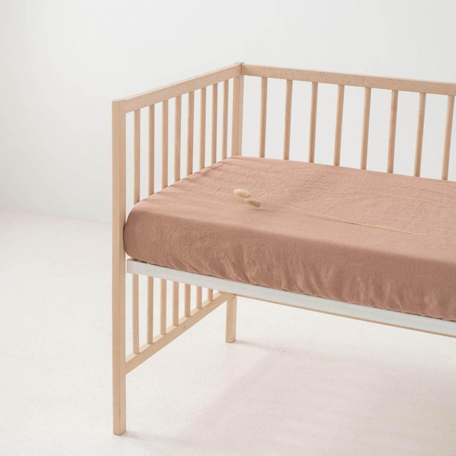 Linen Fitted Sheet for Kids, Made in Europe - OEKO-TEX® and EUROPEAN FLAX® certified linen fabric, Cafe Creme by Linen Tales | 100% Stone-Washed Linen, Soft & Durable, Elastic Hem - Hilstor