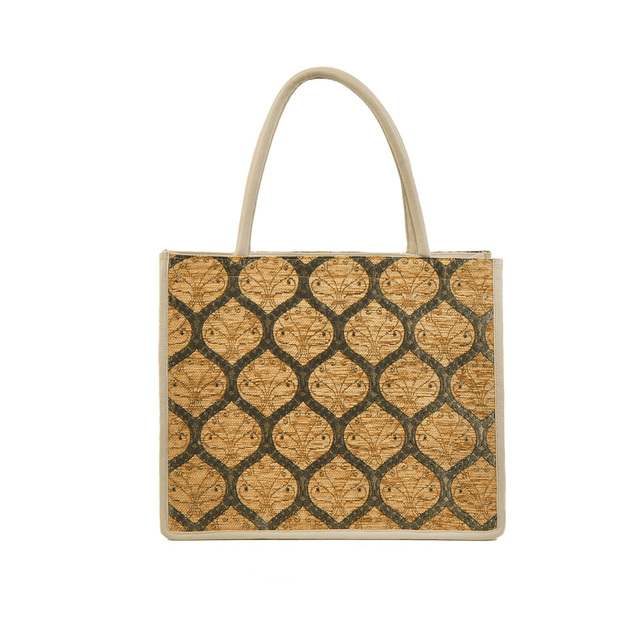 Leona Large Leather & Silk Tote Bag | Spacious & Stylish | Handmade in Turkey | Perfect for Work & Weekend Getaways - Hilstor