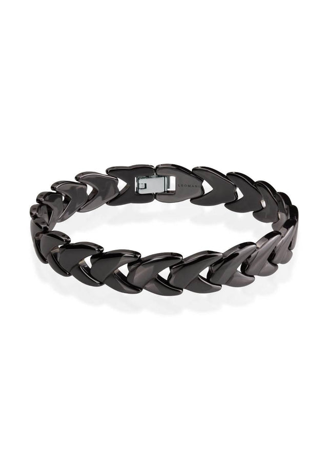 Rocco Bracelet for Men – Black Ceramic with Stainless Steel Clasp | Adjustable & Stylish Design | Made in EU - Hilstor