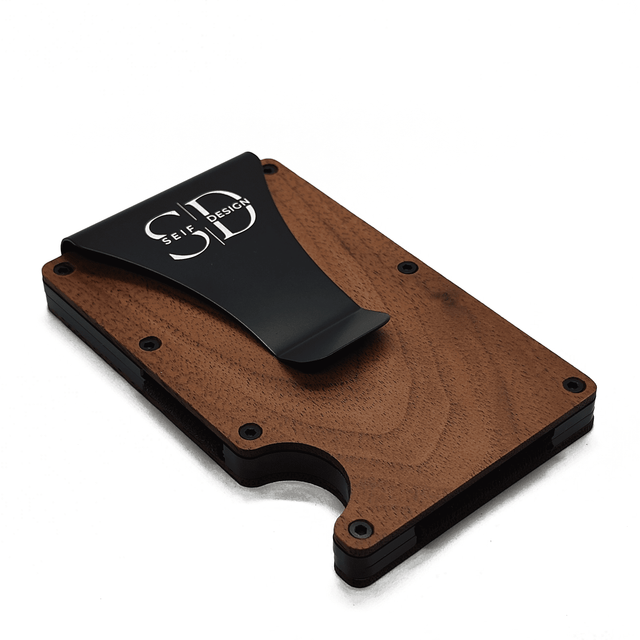 Lite Walnut – Aluminum and Wood Card Holder with RFID Blocking, Made in Estonia | Minimalist & Secure Design - Hilstor
