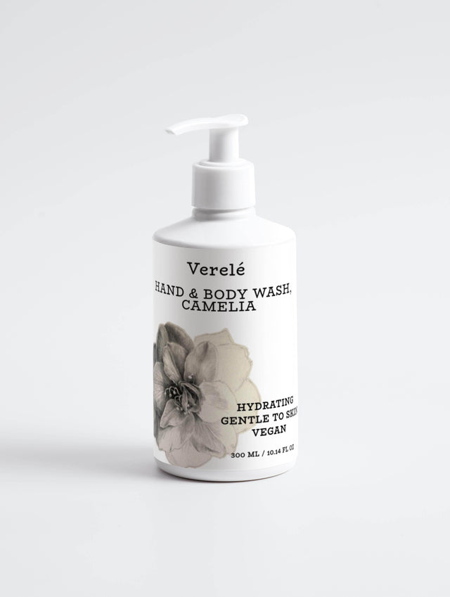 Gentle Hand & Body Wash with Organic Berry Extract & Betaine – Camelia – Hydrating & Vegan – Made in Europe by Verelé, 300 ml / 10.14 fl oz - Hilstor