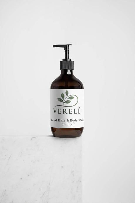 2-in-1 Hair & Body Wash for Men with Organic Wheat Protein & Betaine – Cleanses & Adds Volume – COSMOS NATURAL Certified, Made in Europe by Verelé, 490 ml / 16.57 fl oz - Hilstor