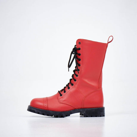 Red High Aviator Boots - Bold Unisex Design, Water-Repellent Leather | EU made, Military-Grade Durability, Red - Hilstor