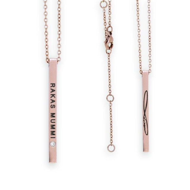 Necklace with Pendant – RAKAS MUMMI (Dear Grandmother, Finnish), Stainless Steel, 50cm, Available in Silver, Rose Gold, Gold - Hilstor
