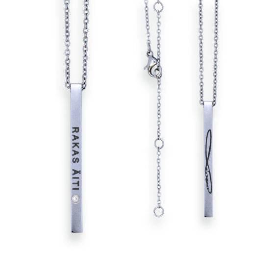 Necklace with Pendant – RAKAS ÄITI (Dear Mother, Finnish), Stainless Steel, 50cm, Available in Silver, Rose Gold, Gold - Hilstor