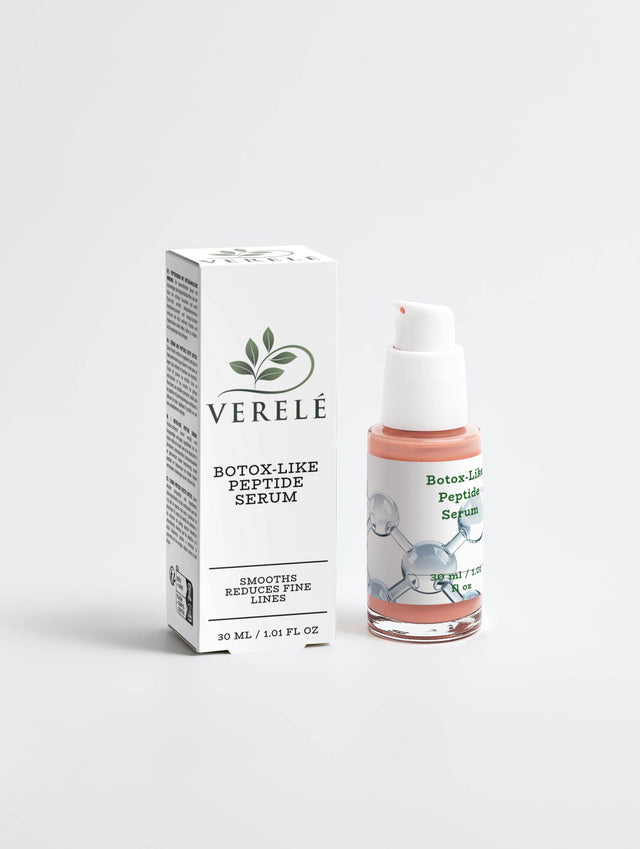 Botox-Like Peptide Serum with Organic Aloe & Hyaluronic Acid – Smooths & Reduces Fine Lines – COSMOS NATURAL Certified, Made from Natural Ingredients in Europe by Verelé, 30 ml / 1.01 fl oz - Hilstor