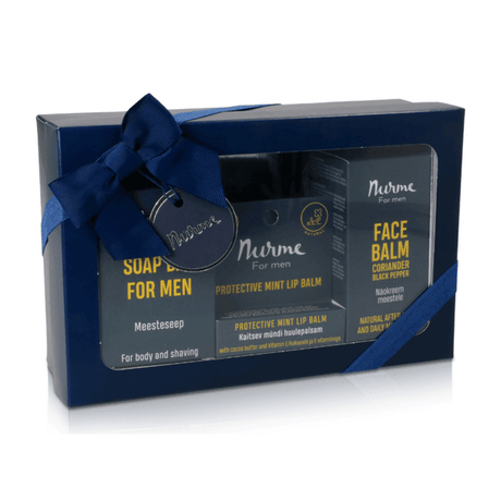 Natural Skincare Gift Set for Men – Face Cream, Mint Lip Balm & Handmade Soap, Made in Europe - Hilstor
