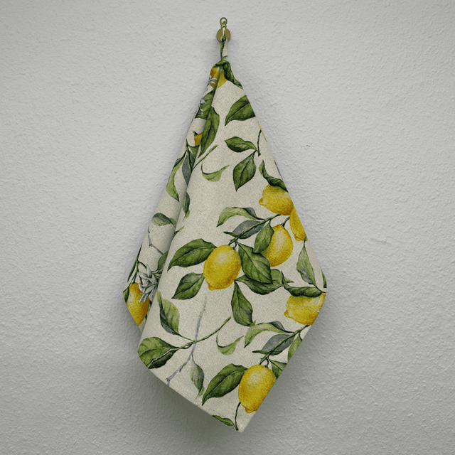 Kitchen Towel – Lemon Linen, 90% Cotton, 10% Linen Blend, 45x56cm, Absorbent and Stylish Kitchen Essential, Made in Europe - Hilstor