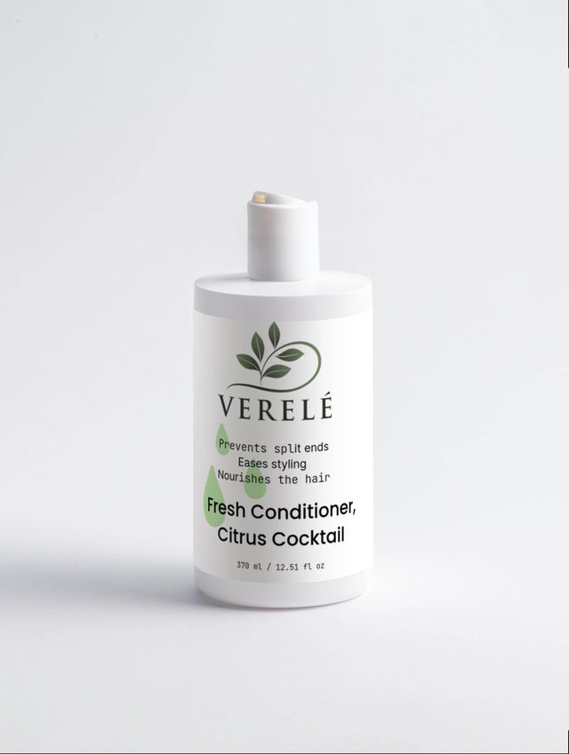 Fresh Conditioner with Organic Panthenol & Wheat Protein – Citrus Cocktail – Natural & Volumizing – Made in Europe by Verelé, 370 ml / 12.51 fl oz - Hilstor