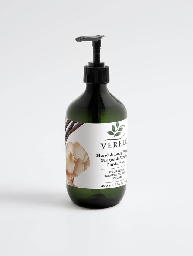Hand & Body Wash with Organic Quince & Betaine – Ginger & Smoky Cardamom Scent – Hydrating & Vegan – COSMOS NATURAL Certified, Made in Europe by Verelé, 490 ml / 16.57 fl oz - Hilstor