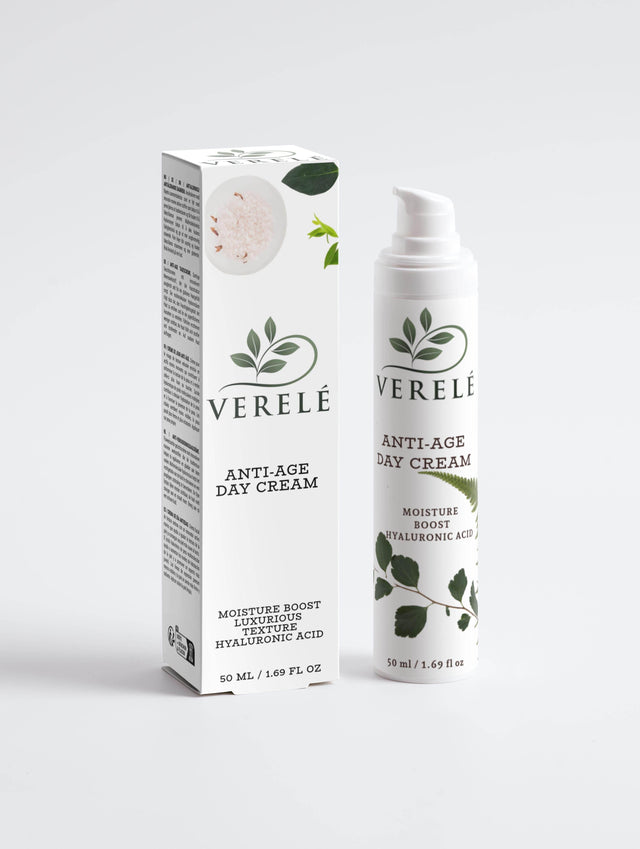 Anti-Age Day Cream with Hyaluronic Acid, Shea Butter & Marine Active – Moisture Boost & Firmness – COSMOS NATURAL Certified, Made from Natural Ingredients in Europe by Verelé, 50 ml / 1.69 fl oz - Hilstor