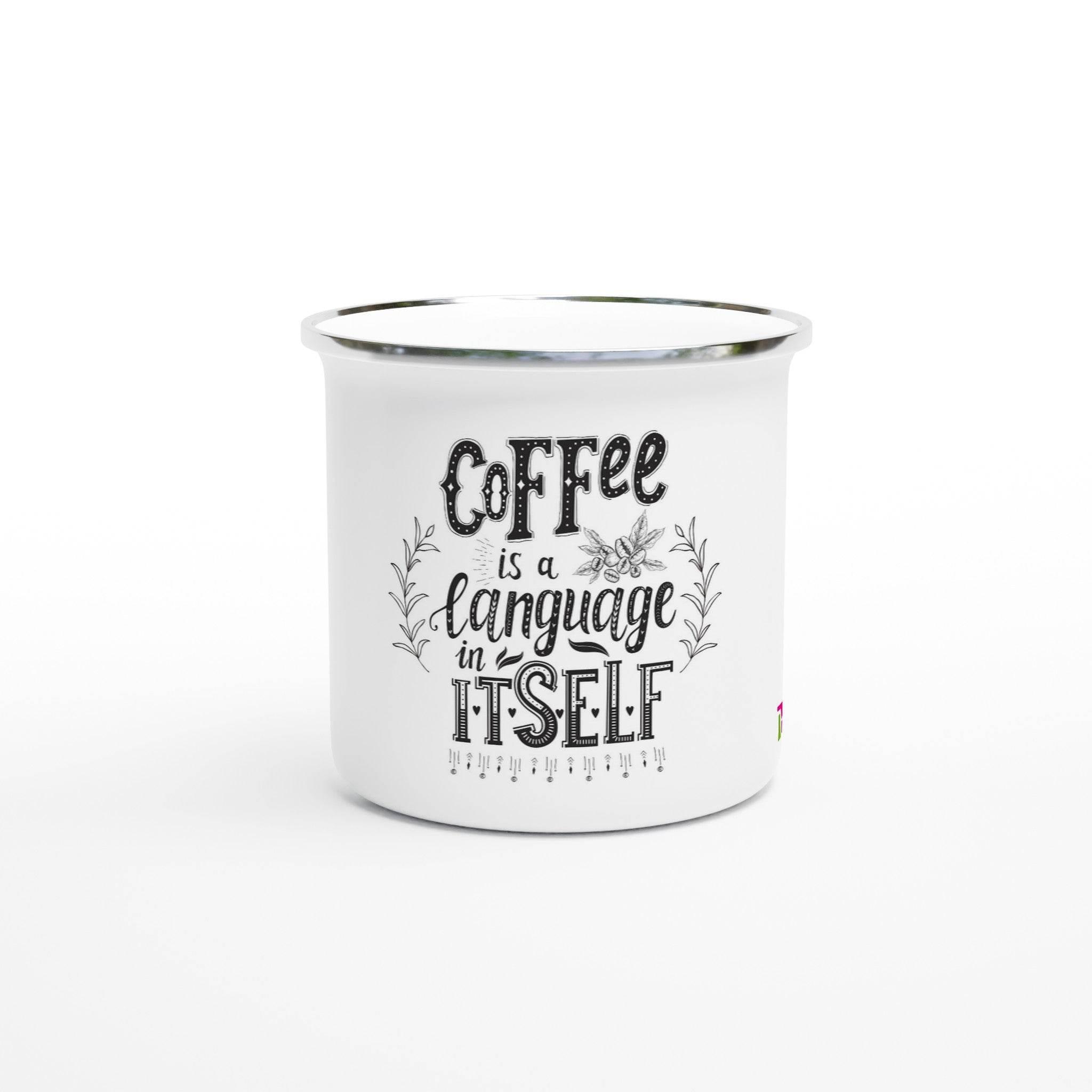 White 12oz Enamel Mug coffee is a language in itself - Hilstor