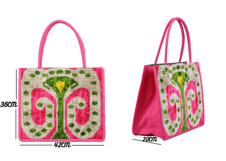 Aishling Large Leather & Silk Tote Bag | Spacious & Stylish | Handmade in Turkey | Perfect for Work & Weekend Getaways - Hilstor
