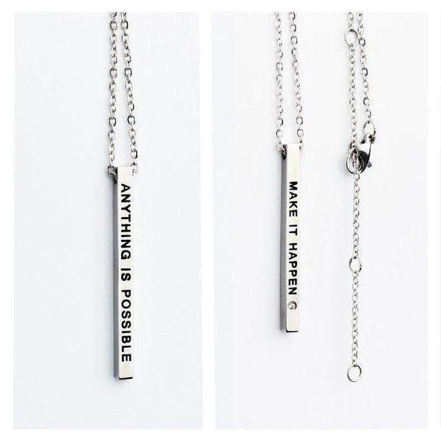 Inspirational Pendant Necklace – “Make it Happen” & “Anything is Possible” – 50 cm – Made in Europe - Hilstor