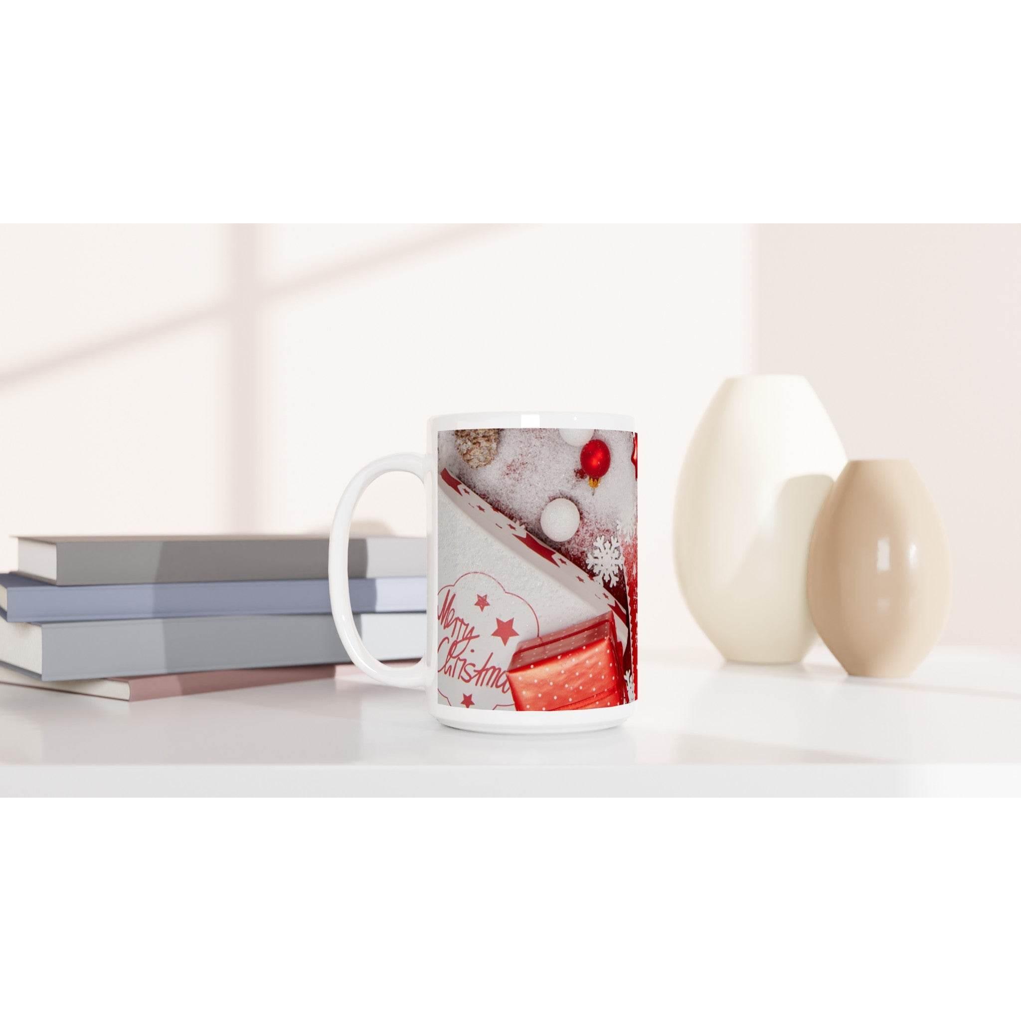 White 15oz Ceramic Mug - Merry Christmas - Hilstor