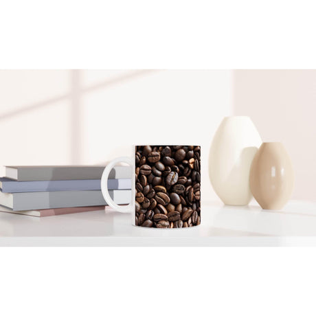 White 11oz Ceramic Mug Coffee Beans - Hilstor