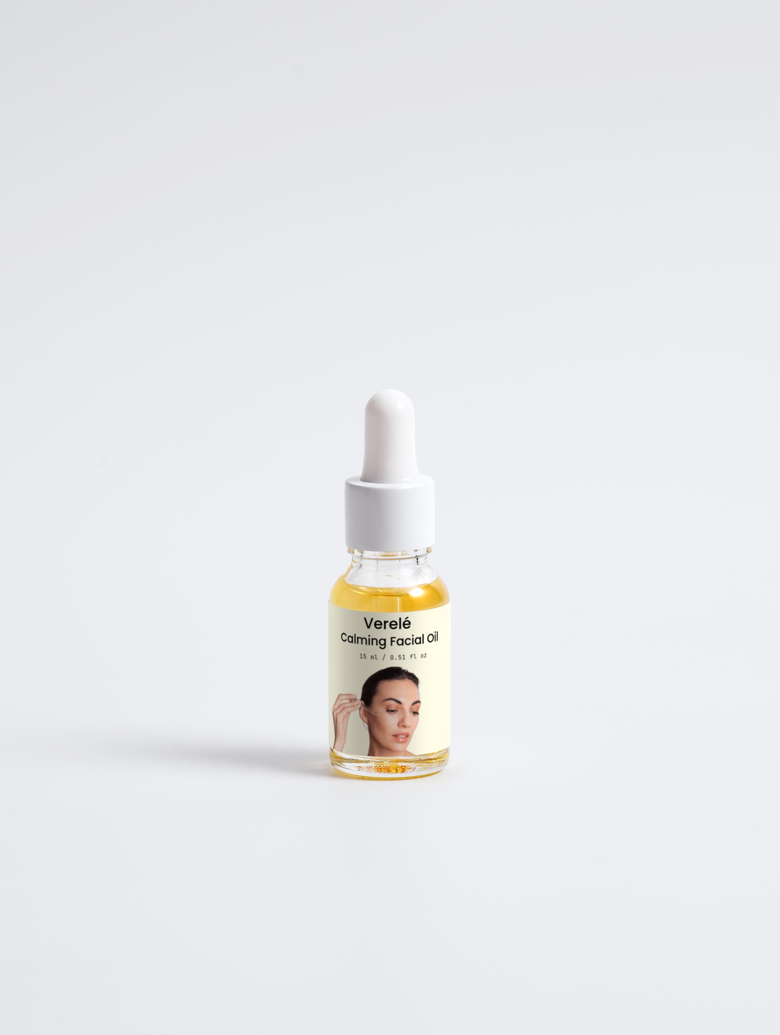 Beroligende ansigtsolie med 1 % CBD, hampefrøolie og talgkontrol – Økologisk og vegansk – COSMOS ORGANIC-certificeret, fremstillet i Europa af Verelé, 15 ml / 0,51 fl oz