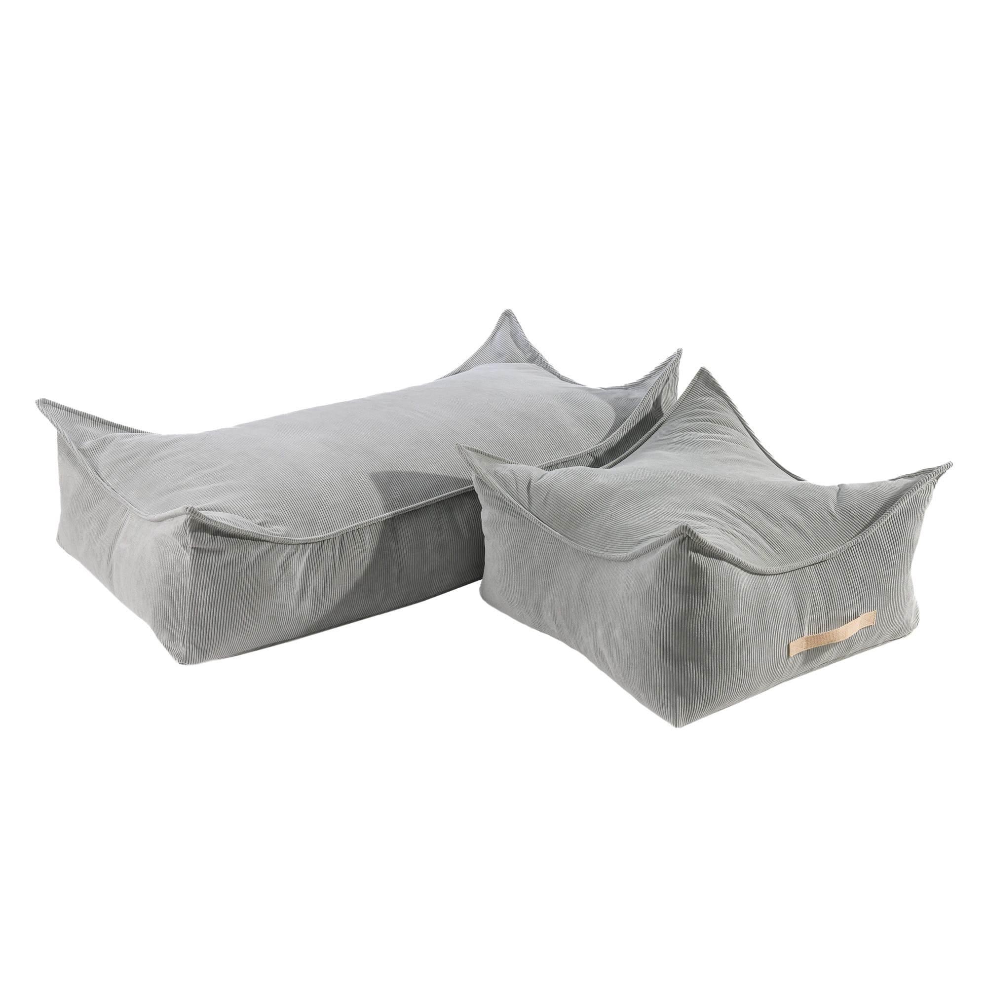 MeowBaby® Pouffe For Children, Rectangular Corduroy – Grey, Made in Europe, Washable & Durable, 120cm Kids' Play Pouf - Hilstor