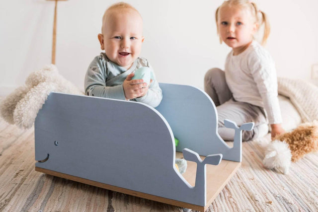 EWART Woods Kids Toy Storage Box on Wheels – Whale Design, Made in Europe, Non-Toxic Plywood, 50kg Capacity, Mobile Toy Organizer - Hilstor