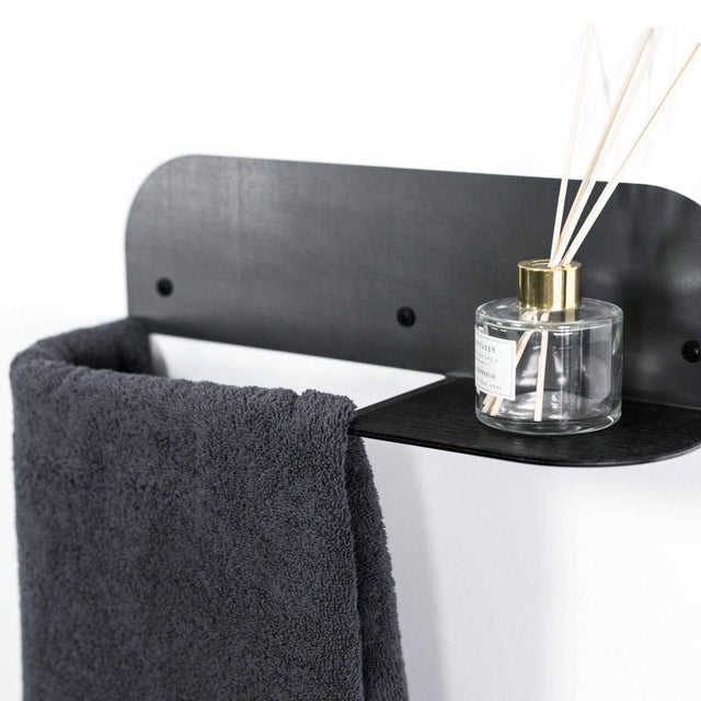 EWART Woods Steel & Wood Wall-Mounted Towel Rack – Waxed Steel, 40 cm – Made in Europe - Hilstor