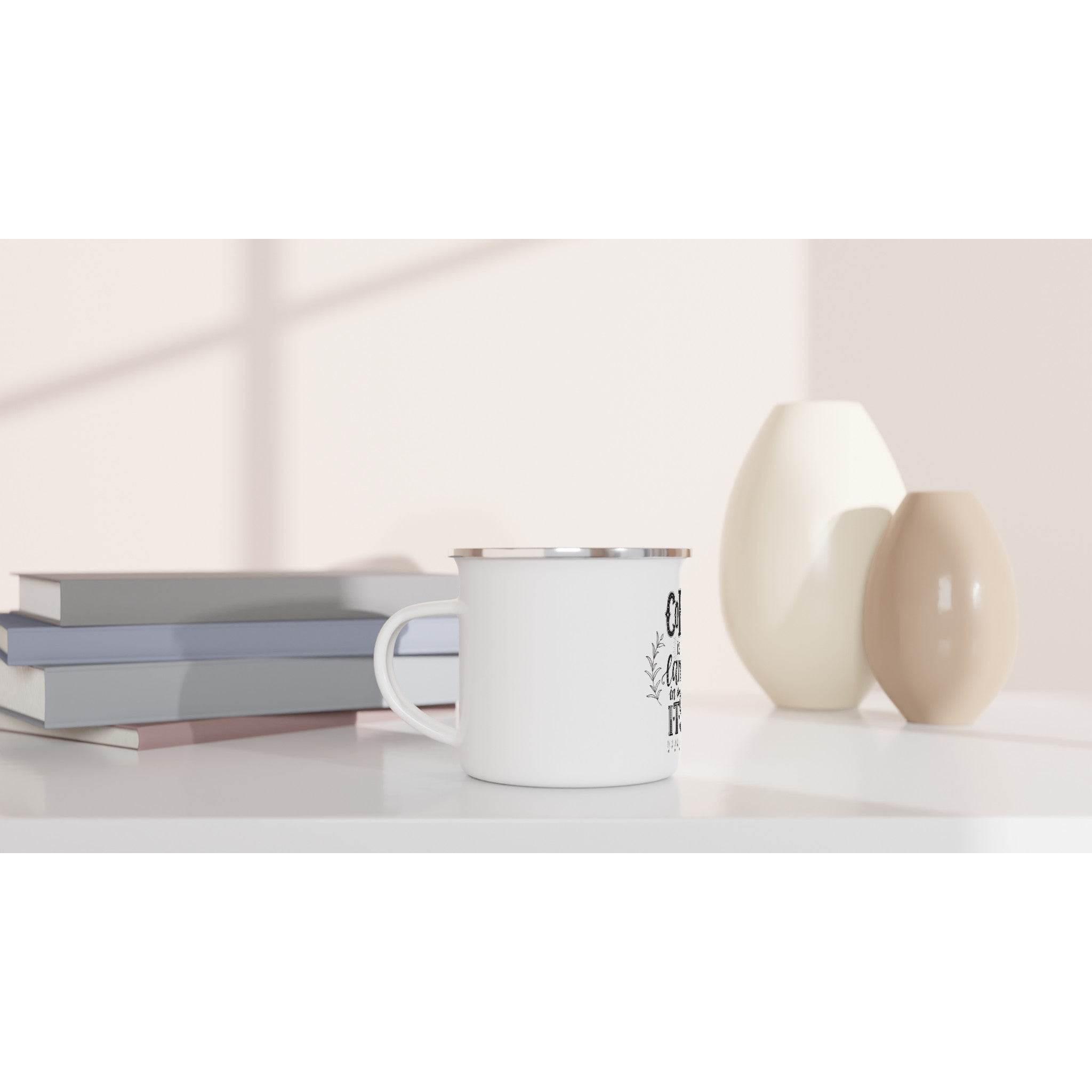 White 12oz Enamel Mug coffee is a language in itself - Hilstor