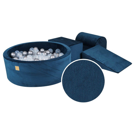 MeowBaby® Playset with Ball Pit and 3 Elements – Blue, 4-Piece Foam Set with 200 Balls, Made in EU - Hilstor