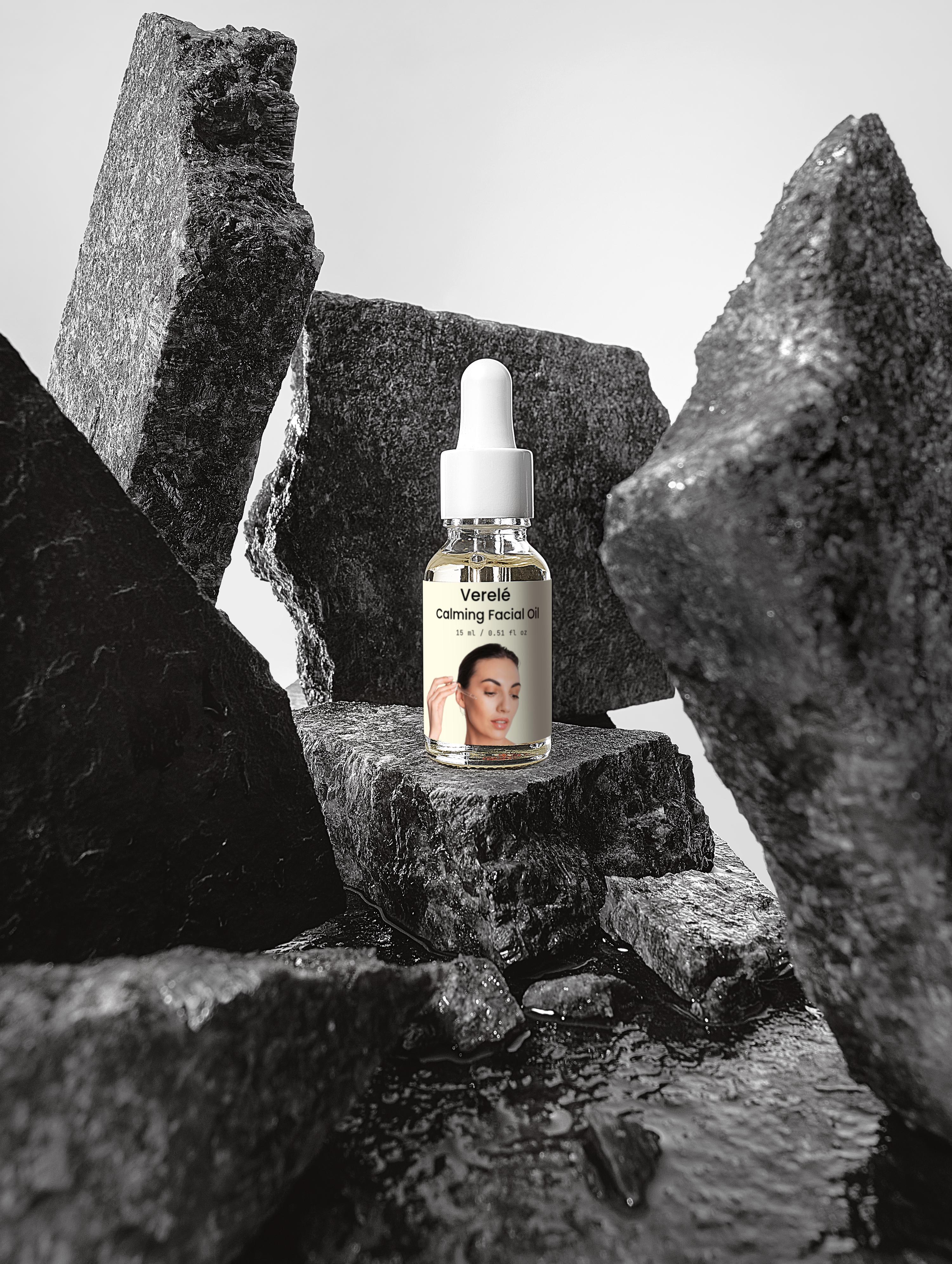 Beroligende ansigtsolie med 1 % CBD, hampefrøolie og talgkontrol – Økologisk og vegansk – COSMOS ORGANIC-certificeret, fremstillet i Europa af Verelé, 15 ml / 0,51 fl oz