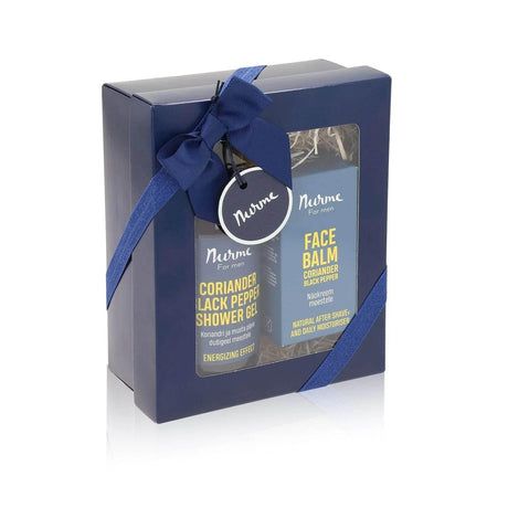 Body Care Gift Set for Men – Face Cream & Coriander Black Pepper Shower Gel, Made in Europe - Hilstor
