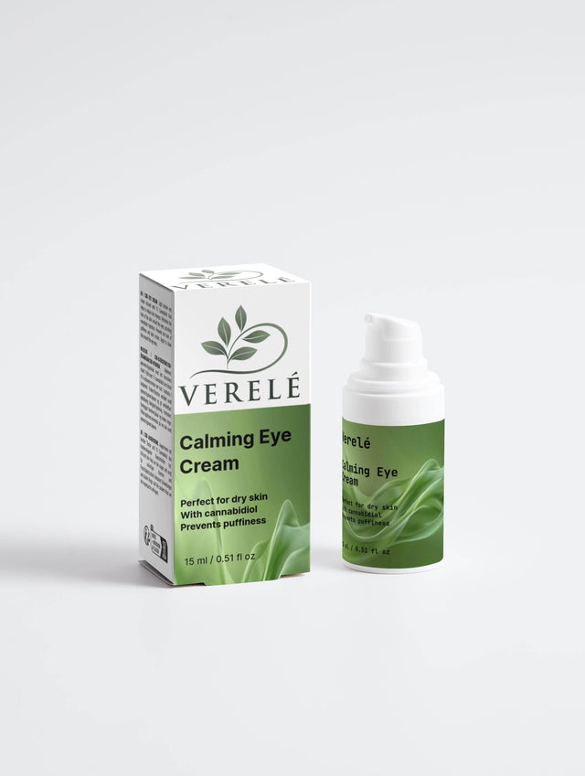 Calming Eye Cream with Organic CBD, Aloe & Hyaluronic Acid – Hydrates & Reduces Puffiness – COSMOS NATURAL Certified, Made from Natural Ingredients in Europe by Verelé, 15 ml / 0.51 fl oz - Hilstor