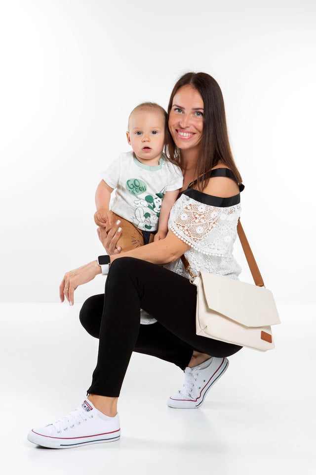 Baby Accessories Handbag – Cappuccino, Versatile & Lightweight with Long Strap, Designed in Estonia by Ally Scandic - Hilstor