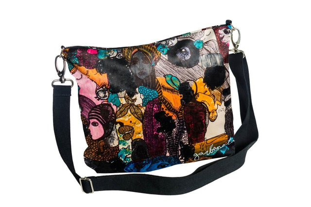 SHOULDER BAG BOHEMA / MARKET – Versatile Crossbody & Cosmetic Bag with Original Art, Handmade by Garbanota - Hilstor